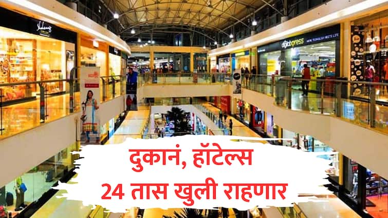 महाराष्ट्रातील दुकाने, मॉल्स आणि हॉटेल्स २४ तास खुले राहणार — रोजगार आणि व्यवसायवाढीला नवा वेग