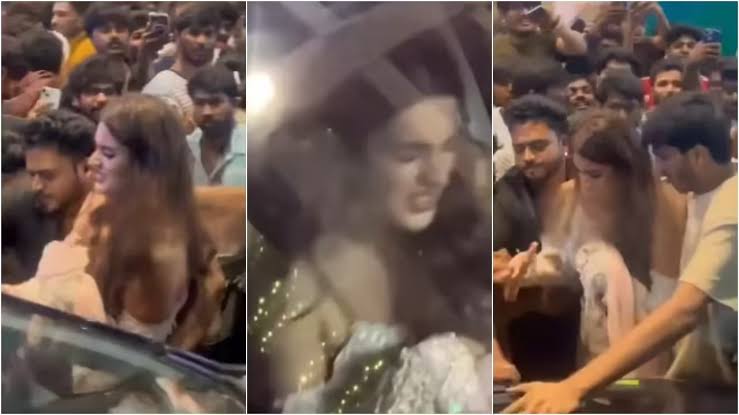#NidhhiAgerwal | कुणी ओढलं, कुणी ढकललं… चाहते असूनही श्वापदासारखे वागले; 450 कोटींच्या सिनेमाच्या गाण्याच्या लॉन्च इव्हेंटमध्ये अभिनेत्रीबरोबर धक्कादायक प्रकार