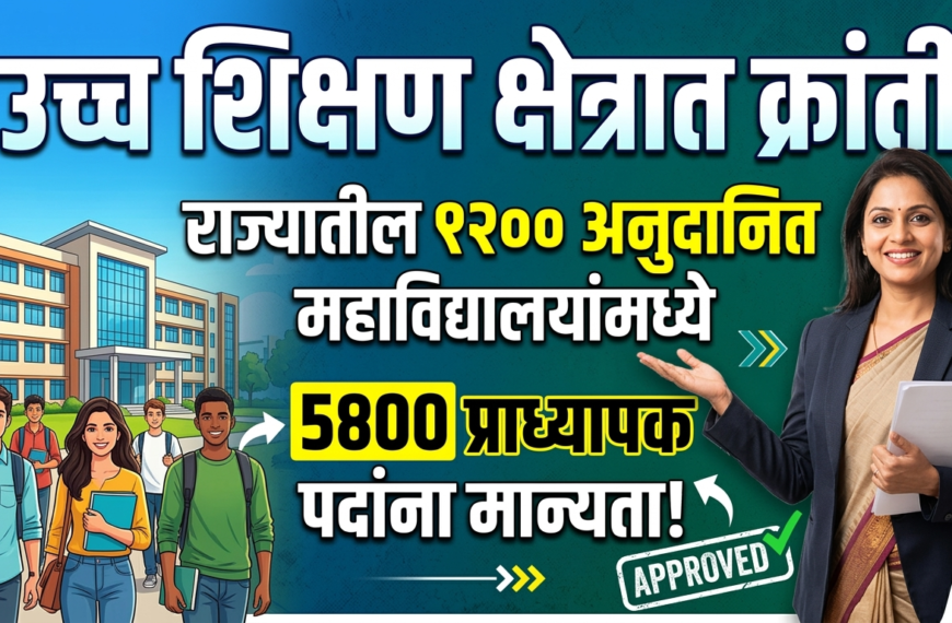 उच्च शिक्षण क्षेत्रात क्रांती: राज्यातील 1200 अनुदानित महाविद्यालयांमध्ये 5400 प्राध्यापक पदांना मान्यता!