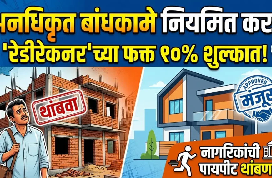 अनधिकृत बांधकामे आता ‘रेडीरेकनर’च्या १०% शुल्कात नियमित करा! नागरिकांची शासकीय कार्यालयातील पायपीट थांबणार.