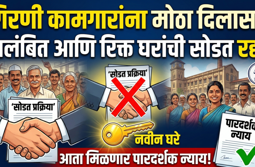 गिरणी कामगारांना मोठा दिलासा: प्रलंबित आणि रिक्त घरांची सोडत रद्द, आता मिळणार पारदर्शक न्याय!