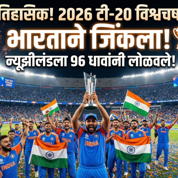 ऐतिहासिक! भारताने 2026 टी-20 विश्वचषक जिंकला, न्यूझीलंडला 96…