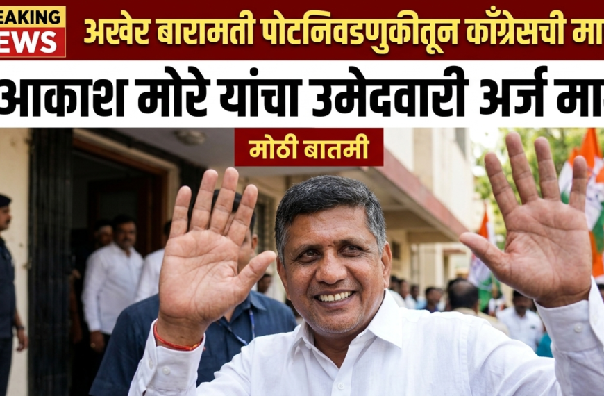 अखेर बारामती पोटनिवडणुकीतून काँग्रेसची माघार : आकाश मोरे यांचा उमेदवारी अर्ज मागे