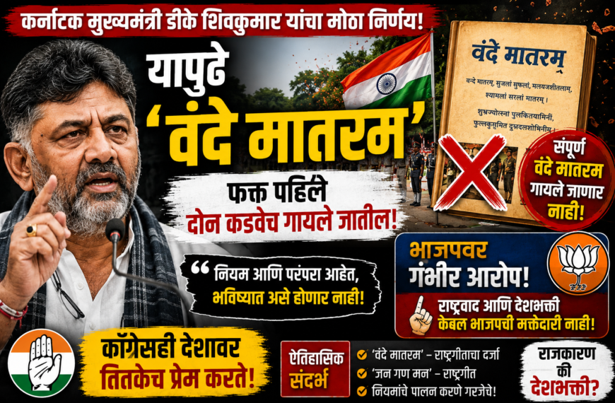 ‘वंदे मातरम’च्या दोन कडव्यांच्या वादळाने कर्नाटकात राजकीय पारा चढला! सीएम डीके शिवकुमारांची मोठी घोषणा, भाजपवर गंभीर आरोप