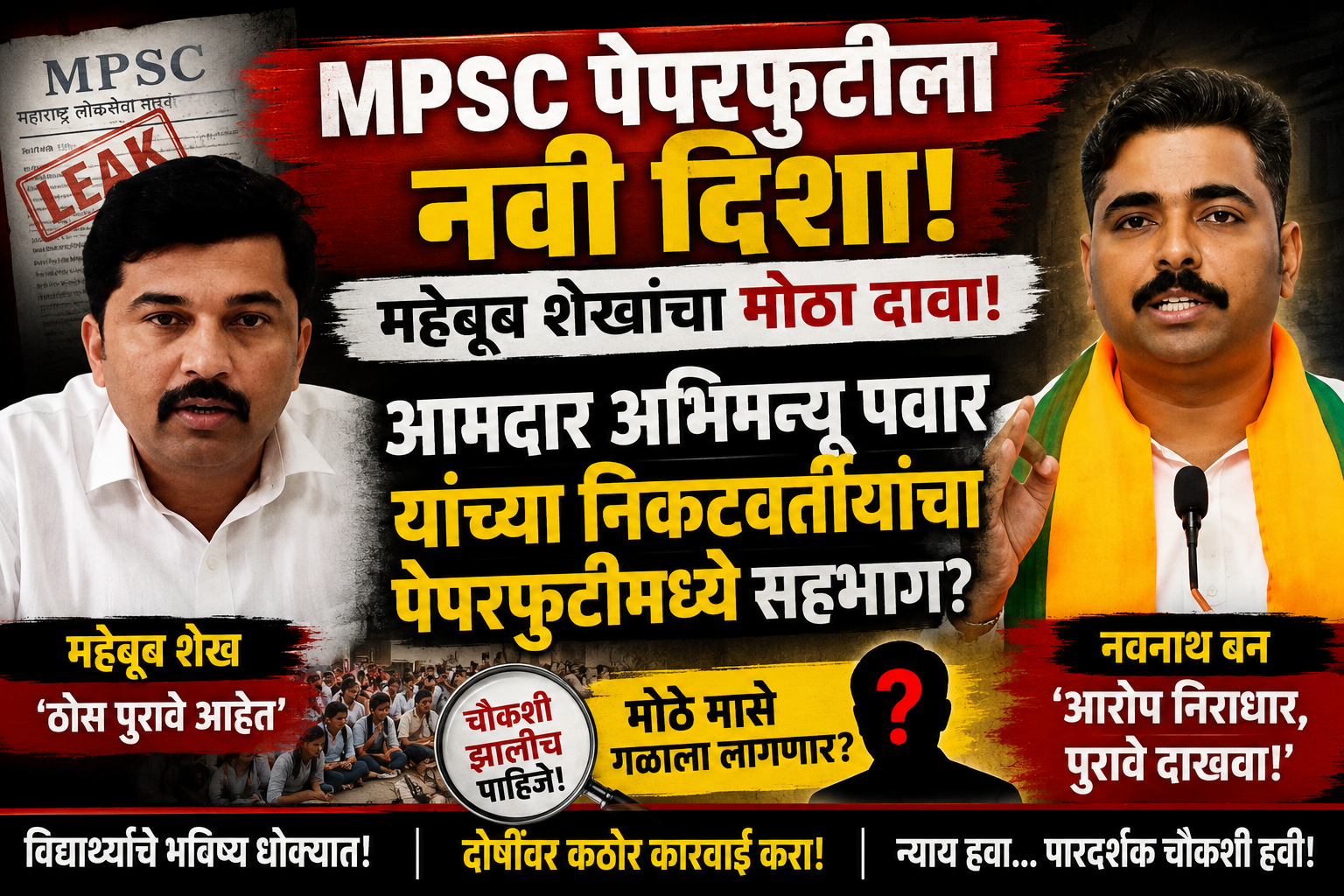 MPSC Paper Leak, MPSC Paper Leak Case, Mehboob Sheikh, Navnath Ban, Abhimanyu Pawar, MPSC Scam, MPSC Exam News, Maharashtra MPSC News, MPSC Students, Paper Leak Investigation, Competitive Exam News