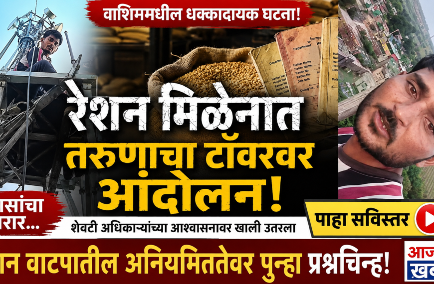 वाशिममध्ये रेशन मिळेना म्हणून तरुणाचे टॉवरवर चढून ‘शोले’ स्टाईल आंदोलन! 5 तासांच्या थरारानंतर पोलिसांना यश.