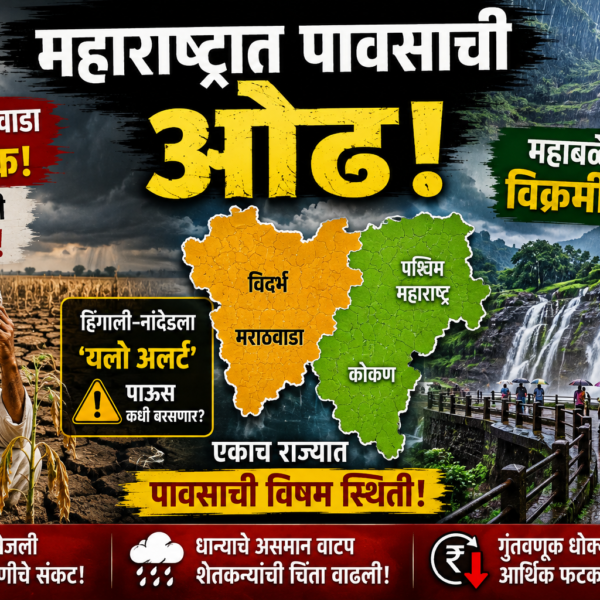 Maharashtra Rain: निम्म्या महाराष्ट्रावर पावसाचा रुसवा कायम, जोरदार&hellip;