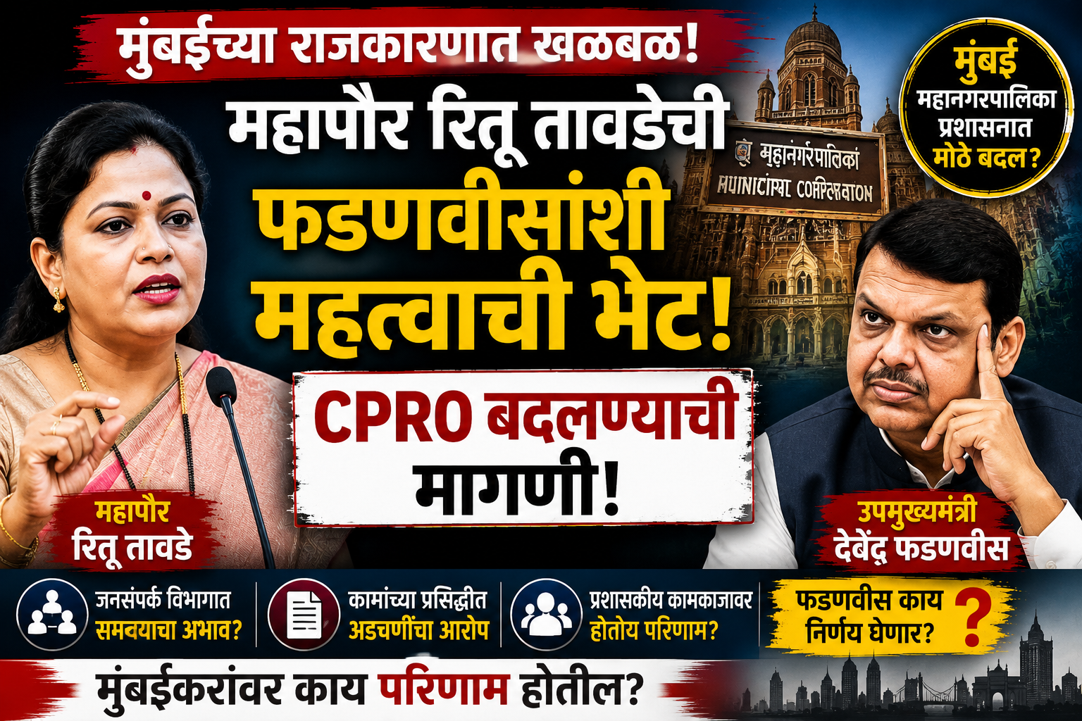 Ritu Tawde demands change of CPRO from Fadnavis; speculation rife in Mumbai.