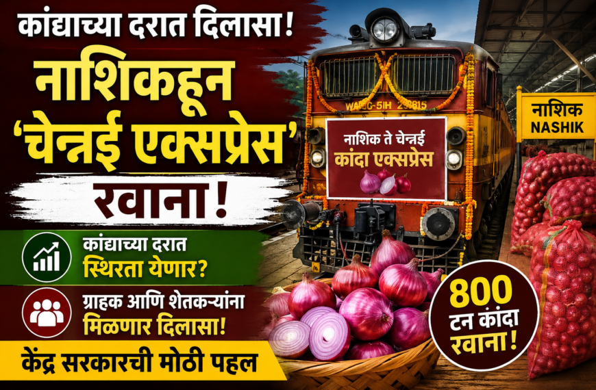 दिल्लीनंतर आता कांद्याची ‘चेन्नई एक्सप्रेस’; मनमाडमध्ये मोठ्या ट्रकमधून रेल्वेत भरला 800 टन कांदा