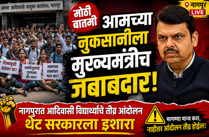 नागपूर विद्यार्थी आंदोलन: ‘मुख्यमंत्र्यांनी लक्ष घालावे, अन्यथा आमच्या शैक्षणिक नुकसानीची जबाबदारी तुमचीच!’ – आदिवासी विद्यार्थ्यांचा नागपुरात ठिय्या