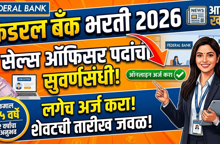 Federal Bank Bharti 2026: फेडरल बँकेत ‘सेल्स ऑफिसर’ पदांसाठी भरती सुरू; पदवीधरांसाठी सुवर्णसंधी!