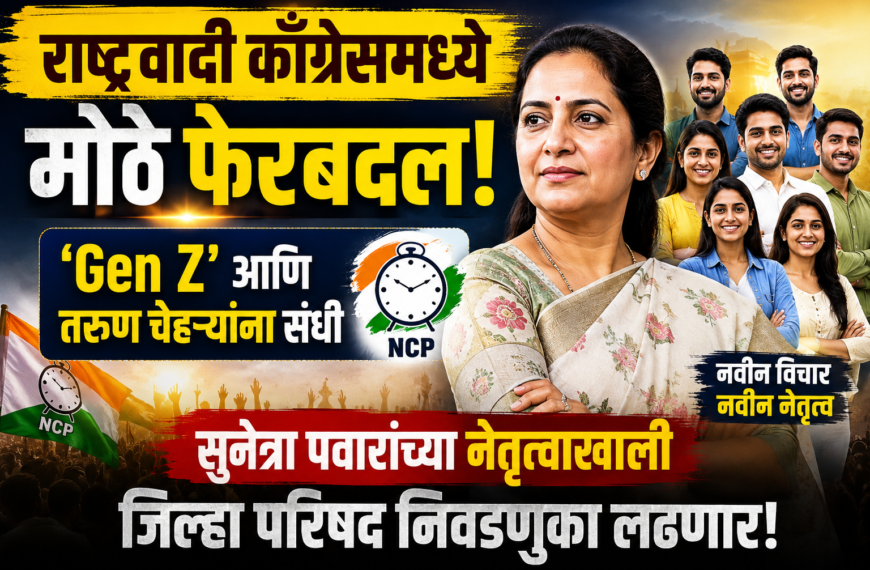 राष्ट्रवादी काँग्रेसमध्ये मोठे फेरबदल; ‘Gen Z’ आणि तरुण चेहऱ्यांना संधी, सुनेत्रा पवारांच्या नेतृत्वाखाली जिल्हा परिषद निवडणुका लढणार